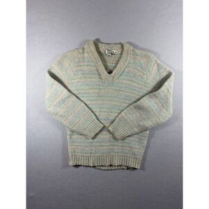Heritage Shetland Wool Women's V Neck Sweater  Rainbow Cottagecore Preppy